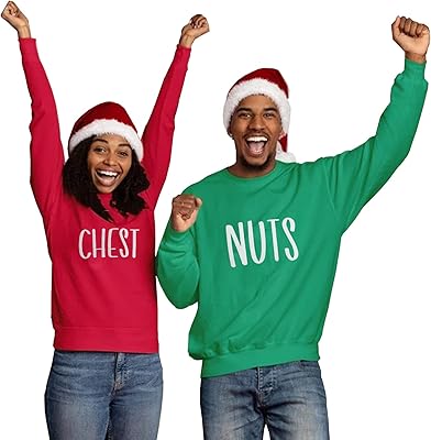 Christmas sweatshirt chest and nuts Couples Christmas T-shirt Unisex Hauts with round necks.. Your ultimate shopping destination, DIAYTAR NIGERIA combines extensive selection with affordable shipping.