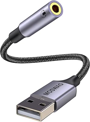 USB adapter to Audio Moswag 0.65 feet/20 cm audio plug, audio adapter for external sound card with 3.5 mm auxiliary stereo converter compatible with helmet, pc, laptop, linux, desktop computers, PS4 and other devices ..... Shop with purpose and save with DIAYTAR NIGERIA's extensive platform and nationwide delivery service.