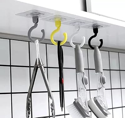 Lily's robust adhesive wall hooks, 4 pieces by package, multi-purpose hooks, waterproof and oil resistant, perfect for the kitchen and the bathroom (yellow).. DIAYTAR NIGERIA makes quality accessible with low prices and reliable 5-8 day nationwide delivery.