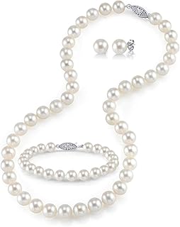 Sterling silver jewelry set for women - Collar and freshwater pearl necklace set with pearl bracelet | authentic culture pearls, 6.5-10.0 mm.. DIAYTAR NIGERIA: Where affordable shopping meets reliable nationwide delivery in less than a week.