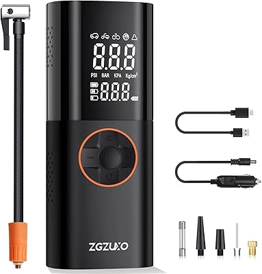 Portable tire inflator ZG ZOXO 150 psi, 2 fast wireless air pumps, 7800 mAh battery and Double power electric tire pump 12 V CC with double LCD screen for car.. DIAYTAR NIGERIA brings the market to your fingertips with affordable prices and prompt delivery service.