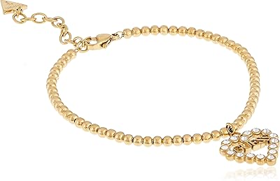 Guess bracelet for women in stainless steel in the shape of a golden romantic heart, UBB70087, size L, large, stainless steel, cubic zirconia.. DIAYTAR NIGERIA: Your one-stop e-commerce destination with affordable prices and nationwide delivery in 5-8 days.