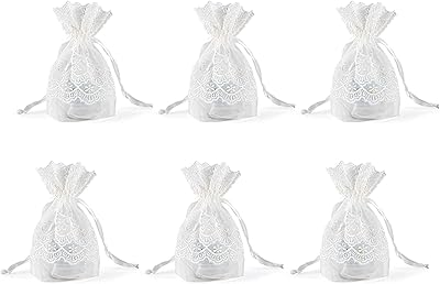 Satin bags with white lace tightening cord for jewelry, candies and cookies, durable for holidays and festivals.. DIAYTAR NIGERIA bridges the gap between desire and affordability with nationwide delivery in under 8 days.