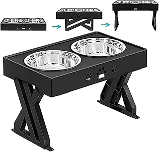 Beauenty raised gammel adjustable for dogs, with 2 stainless steel dog bowls of 1.5 l, vertical supply and removable double support, non-slip, splash resistant, for all small, medium and large animals (black-1).. DIAYTAR NIGERIA transforms online shopping with competitive prices and dependable nationwide delivery.
