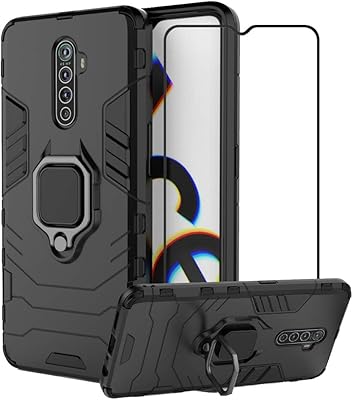 Shock resistant hybrid protection shell, second spring, with tempered glass screen protector for realme x2 pro/reno ace - black.. DIAYTAR NIGERIA: Where shopping meets satisfaction with affordable prices and reliable 5-8 day shipping.