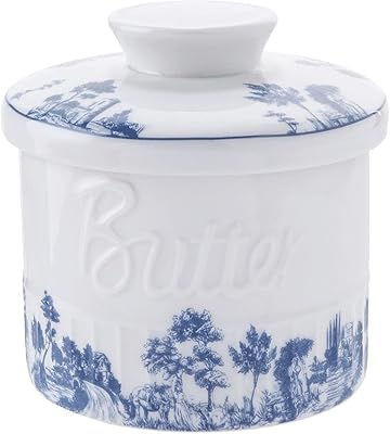 Ceramic butter with kiadia cover, ancient pottery design - blue and white porcelain - 10x10x8 cm.. The smarter way to shop online in Nigeria is through DIAYTAR Nigeria.