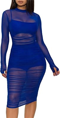 Zhengy Dress in lace mesh See through the evenings of the evening women sexy clubwear mini dress solid dress without female held basic (color: hortel, size: xxl).. Enjoy stress-free shopping with affordable prices on DIAYTAR Nigeria.