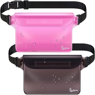 Ikushang waterproof bag, set of 2 waterproof banana bags, waterproof, safe and dry phone bag for pleasure navigation, swimming, fishing on the beach (gray + pink).. DIAYTAR NIGERIA: Creating access to affordable products for every Nigerian with our swift delivery service.