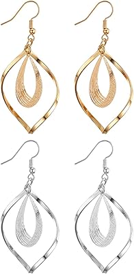 Pendant earrings for women, exquisite stainless steel twisted geometrics hanging.. Experience shopping freedom with DIAYTAR NIGERIA's vast catalog and nationwide 5-8 day shipping.