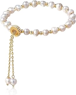 Kaolin pearls bracelet, chain links, baroque bus culture, 14-carat gold, adjustable, fashion, Valentine's Day, elegant jewelry for women, wife, girls, mother.. Why shop anywhere else? DIAYTAR Nigeria has it all and delivers fast.