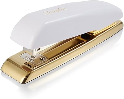 Swingline stapler, 20 sheets, white/gold (64701).. Experience shopping freedom with DIAYTAR NIGERIA's comprehensive platform and reliable shipping service.