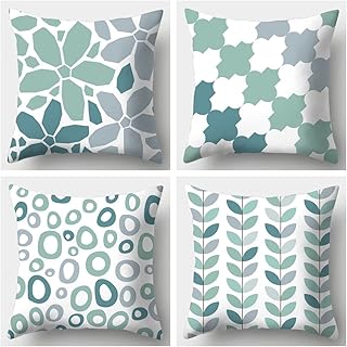 Pillow cover (batch of 4) lines of abstract geometric leaves green plant printing car car office decor Modern square cushion cover for living room sofa (set of 2).. Shop with confidence at DIAYTAR NIGERIA, enjoying competitive prices and delivery within 8 days.