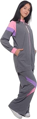Girl tracksuit - Modern Modest - Pure Cotton (12-13 years old, gray).. DIAYTAR NIGERIA: Where shopping meets satisfaction with affordable prices and prompt delivery services.