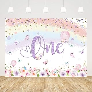 Abelin 7x5ft background Happy 1st anniversary for princess princesses of spring flowers colored butterfly rainbow background for photography for little girls.. DIAYTAR NIGERIA: Revolutionizing how Nigerians shop with affordable prices and prompt delivery services.