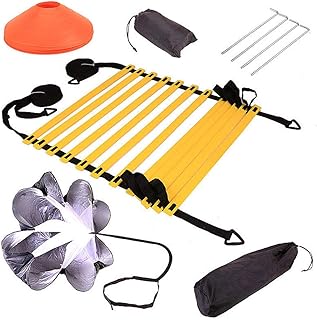 Set of speed, agility and fitness training equipment with training cones, agility scale and resistance parachute, to improve coordination, speed, develop explosive strength and power and improve leg play.. Explore fashion, tech, home goods, and more on DIAYTAR Nigeria — always affordable, always fast.