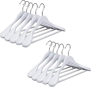 Amber home white wood hanging 44.5 cm, 10 wide shoulder pieces (5.8 cm), robust smooth wooden hanger with non -slip pants bar, solid hanger for jacket, pants, pants and clothes.. Shop from anywhere in Nigeria and receive your DIAYTAR purchases at affordable prices within a week.