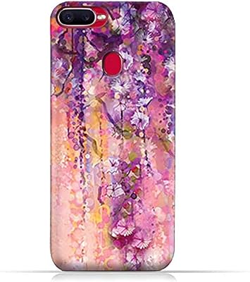 Silicone and TPU Silicone Design Protective Cock for Oppo F9 with an artistic purple flower motif.. Shop anytime, receive on time — only with DIAYTAR Nigeria.