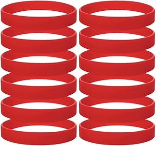 12 silicone bracelets for adults, rubber bracelets, party accessories - red.. DIAYTAR NIGERIA combines affordability with convenience, delivering your purchases within 5-8 days.