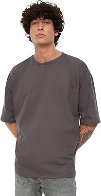 Overalded basic t-shirt with short sleeves and round neck 100 % anthracite cotton for men.. Your complete marketplace solution, DIAYTAR NIGERIA offers unbeatable value with delivery within the week.