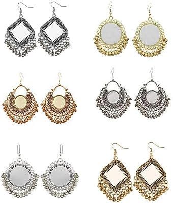 Set of 6 pairs of elegant chandbali earrings oxidized in cashmere tribal style.. Shop with confidence at DIAYTAR NIGERIA, offering thousands of products with budget-friendly shipping.
