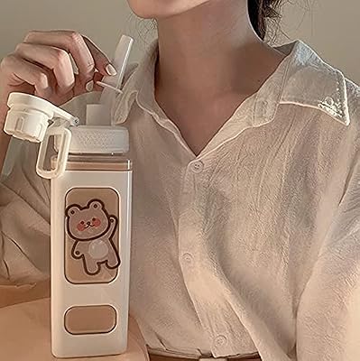 JQWSVI Kawaii water bottle with straw and sticker Bear Kawaii Sports Kawaii.. Shopping made simple with DIAYTAR NIGERIA's vast selection and budget-friendly nationwide delivery.