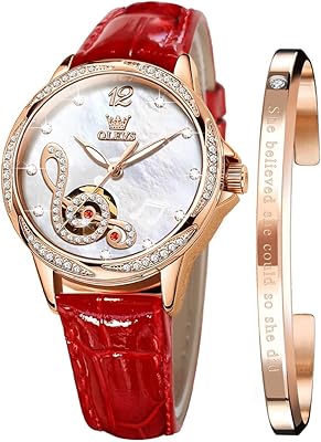 Automatic watch for women with mechanical leather bracelet with automatic reassembly, wrist wristwat.. Experience the joy of discovery with DIAYTAR NIGERIA's vast catalog and nationwide affordable delivery.