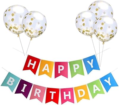 Happy birthday banner Tailbeat with 5 golden confetti balloons, rainbow banner.. Looking for trendy fashion, home essentials, or electronics? DIAYTAR Nigeria has it all and delivers within days, not weeks.