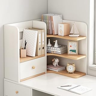 HKOSME Office organizer, versatile library with drawer for home storage and desktop supplies, wooden and wooden stationery, 3 level library (left).. Embrace a new era of online shopping with DIAYTAR NIGERIA's extensive range and budget-friendly prices.