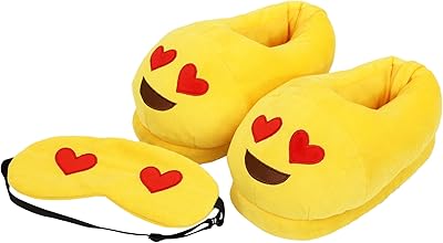 Room slippers Qualus Love Emoji Home with Eye Mask (One Size), Yellow, 38-48 UK Men/ 6-8 UK Women.. No delays, no drama — just fast, affordable shopping with DIAYTAR Nigeria.