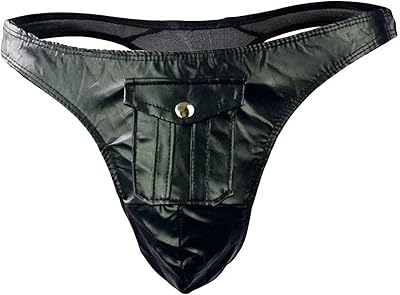 Sexy thong in black leather for men with interior pocket, low waist, 180p thong, black, l.. DIAYTAR NIGERIA transforms online retail with unbeatable prices and consistent delivery timeframes.