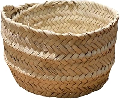 Round basket done by Abu Dhabi Crafts of Kos, Size S, natural color.. DIAYTAR NIGERIA: Nigeria's answer to affordable online shopping with reliable 5-8 day delivery guarantee.