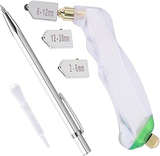 Kit of Tanstic 6-piece Glass Cutting Tools, including an oil cutter with oil pistol handle with 3 cuts of cutting heads (2-6 mm/6-12 mm/12-20 mm), a tungsten carbide cutter and an oil dropper for window tiles.. DIAYTAR NIGERIA brings the marketplace to every Nigerian home with affordable prices and quick delivery.