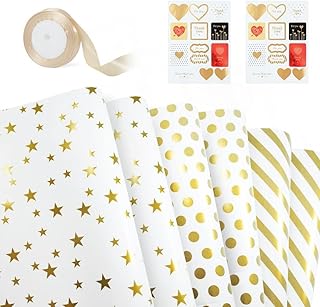 Set of white gold gift paper for birthday party, baby show, wedding and holidays, 6 white gold gift sheets, 2 sticker sheets, 1 roll of gilded ribbon.. Shop without limits at DIAYTAR NIGERIA and receive your purchases at budget prices within the week.