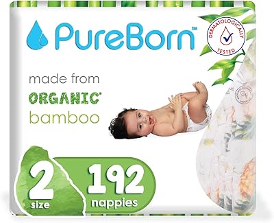Disposable layers for baby pureborn natural bamboo, size 2 - 3 to 6 kg - 192 matching colors, ultra soft, maximum protection against leaks - pack of 6 pieces (32 x 6).. DIAYTAR NIGERIA transforms online shopping with competitive prices and dependable nationwide delivery.