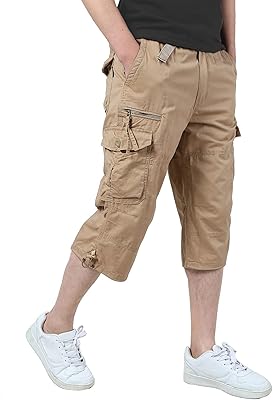 Tianba shorts 3/4 long for men, loose cut, elastic capri, under the knee, relaxed shorts with 7 pockets.. Experience shopping satisfaction with DIAYTAR NIGERIA's vast selection and budget-friendly delivery options.