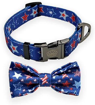 Crowned Beauty Adjustable Dog Collar Adjustable for Boy and Girl with Removable Butterfly knot, blue patriotic stars for American July 4 (starry night) CC02-M.. DIAYTAR NIGERIA combines extensive variety with budget-friendly prices and prompt nationwide delivery.
