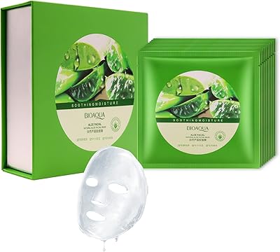 Facial mask in organic aloe vera leaf vera vera to relieve sunburn, soothing skin care, after -sun care, natural natural moisturizer for the skin of the face (aloeve facial mask of large value, gift package of 10).. Shop from Nigeria's largest product selection at DIAYTAR, with budget-friendly prices and swift delivery.