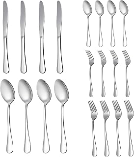 Arabest 20-piece argenteer set, set of stainless steel cutlery for 4 people, set of mirror polished cutlery, washable in the dishwasher, knife, fork and spoon (silver, series A).. DIAYTAR NIGERIA: Your trusted marketplace that combines variety, affordability and reliable shipping.