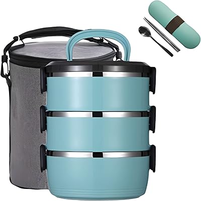 Beauty isothermal bento box Beauty, lunch box 3 in 1 stainless steel with isolated and cutlery lunch bag, integrated stainless steel container, hermetic cover (3 layers, blue).. DIAYTAR NIGERIA: Where affordability and variety meet with convenient delivery within 8 days.