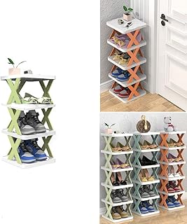 Stacked shoe shelves with narrow levels for shoe storage, small long vertical organizer for entry (green).. Experience the ease of modern shopping with DIAYTAR NIGERIA's diverse marketplace delivered promptly.