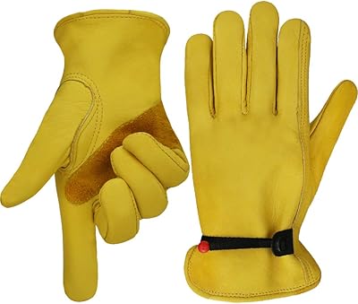 Leather garden work gloves with ball and lock locking strap.. DIAYTAR NIGERIA connects your desires with reality through our affordable e-commerce platform and quick delivery.