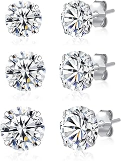 Set of Sterling 925 silver earrings and zirconium oxide for men and women - 3 pairs, crystal, zirconium oxide.. Your favorite brands are just a click away on DIAYTAR Nigeria.