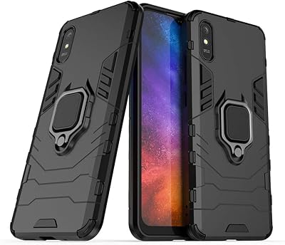 Robust double layer shell compatible with Xiaomi Mi Redmi 9A 9at with metal ring.. Unlock access to a wide range of products with DIAYTAR NIGERIA's affordable e-commerce platform.