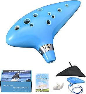 To c ocarina 12 holes in ceramic, musical instrument, gift for children and adults with display, neck tower bag and song book (light blue).. DIAYTAR NIGERIA connects you with thousands of products at competitive prices, delivered within a week.