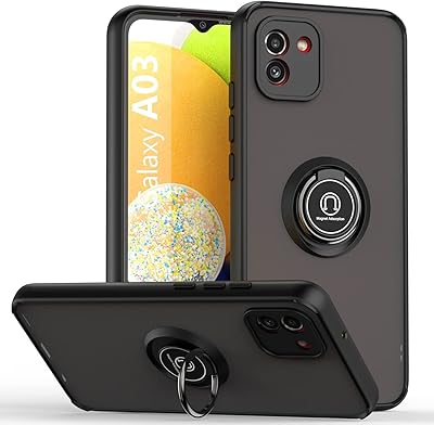 Flexible silicone mobile shell for Samsung Galaxy A03, transparent antichoc transparent camera protection shelf with 360 degree rotary magnetic support ring (black).. Discover shopping made effortless with DIAYTAR NIGERIA's comprehensive platform and quick shipping.