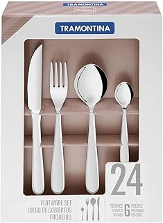 TRAMONTINA 24 pieces covered in stainless steel with steak knife with serrated blade, gray, model 66903004, Agnara.. Experience shopping without compromise at DIAYTAR NIGERIA, with vast selection and quick delivery.