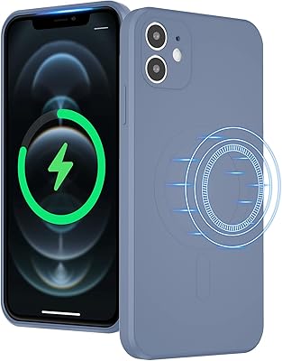 Yuebuy Liquid silicone mobile shell for wireless loading for iPhone 11 6.1 inch, integrated magnet compatible with fast charger Magsafe fine microfiber cover - blue and gray.. Affordable convenience is here — shop DIAYTAR Nigeria today.