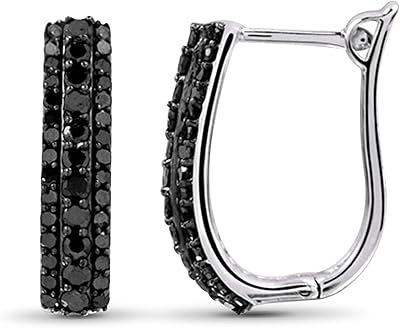 Jewexis black diamond earrings for women sterling silver curls.. DIAYTAR NIGERIA revolutionizes online shopping with competitive prices and reliable 5-8 day delivery.
