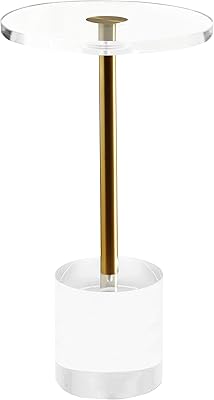 Actoint table in transparent acrylic artmazd metal table in round polished brass for desktop.. DIAYTAR NIGERIA combines extensive product options with budget-friendly prices, delivered in 5-8 days.