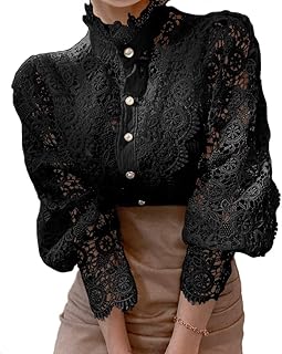 Elegant lace for women's shirts, relaxed buttoned blouse with long -style Victorian style sleeves.. DIAYTAR NIGERIA brings quality products to every corner of Nigeria at prices everyone can afford.